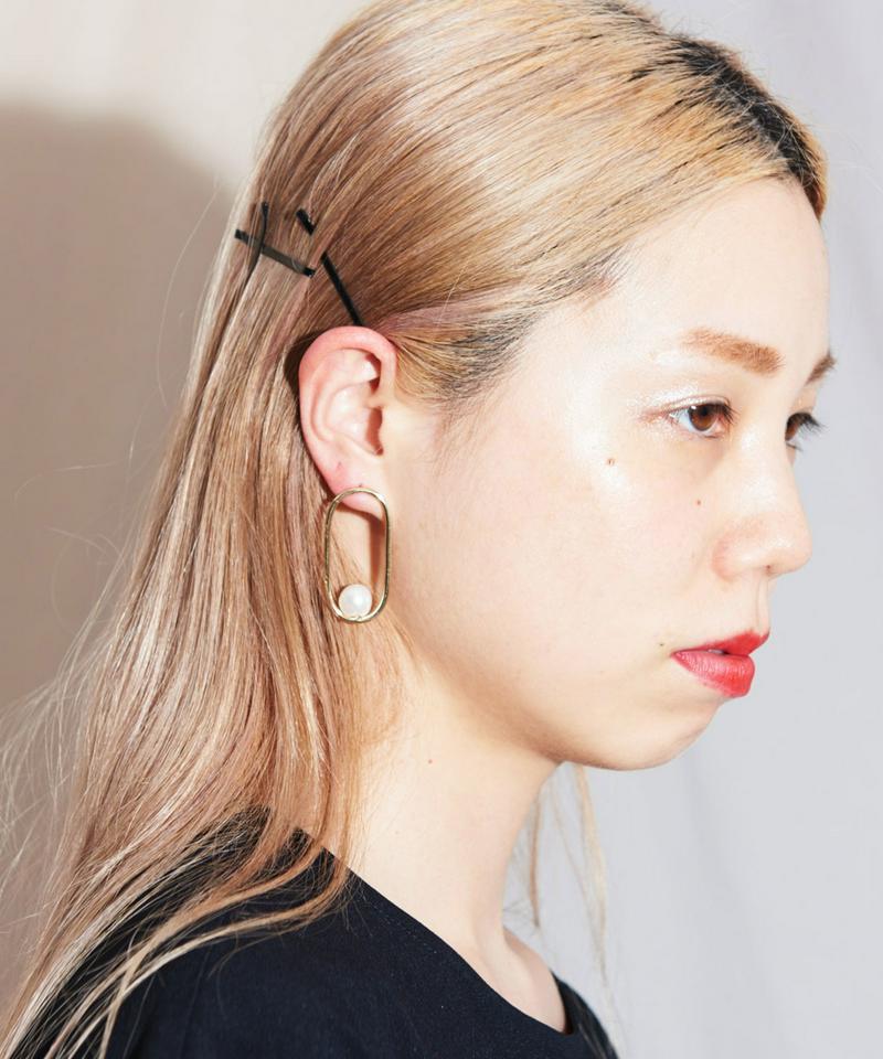 淡水パール　アシメサークルピアス