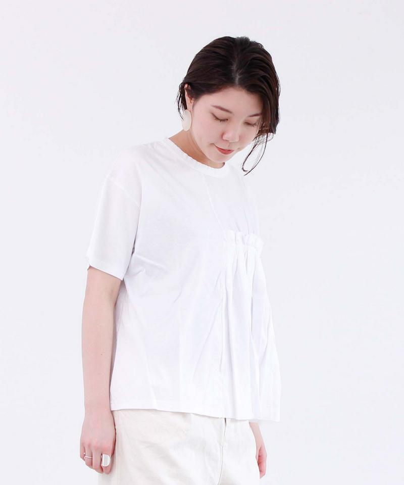 40/-コーマスムースプリーツドッキングTシャツ