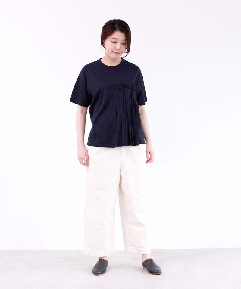 40/-コーマスムースプリーツドッキングTシャツ