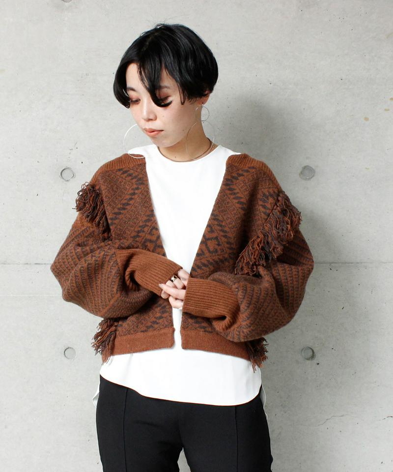 ○ジャカードニット　ショートカーディガン