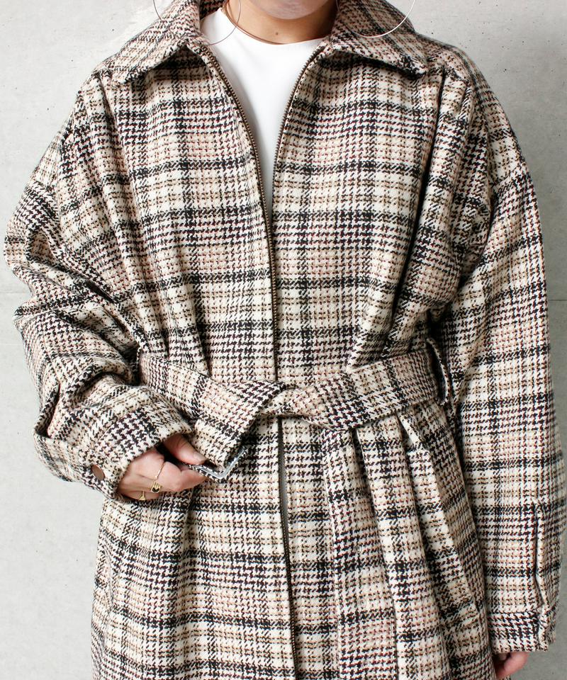 千鳥先染めチェックトレンチコート