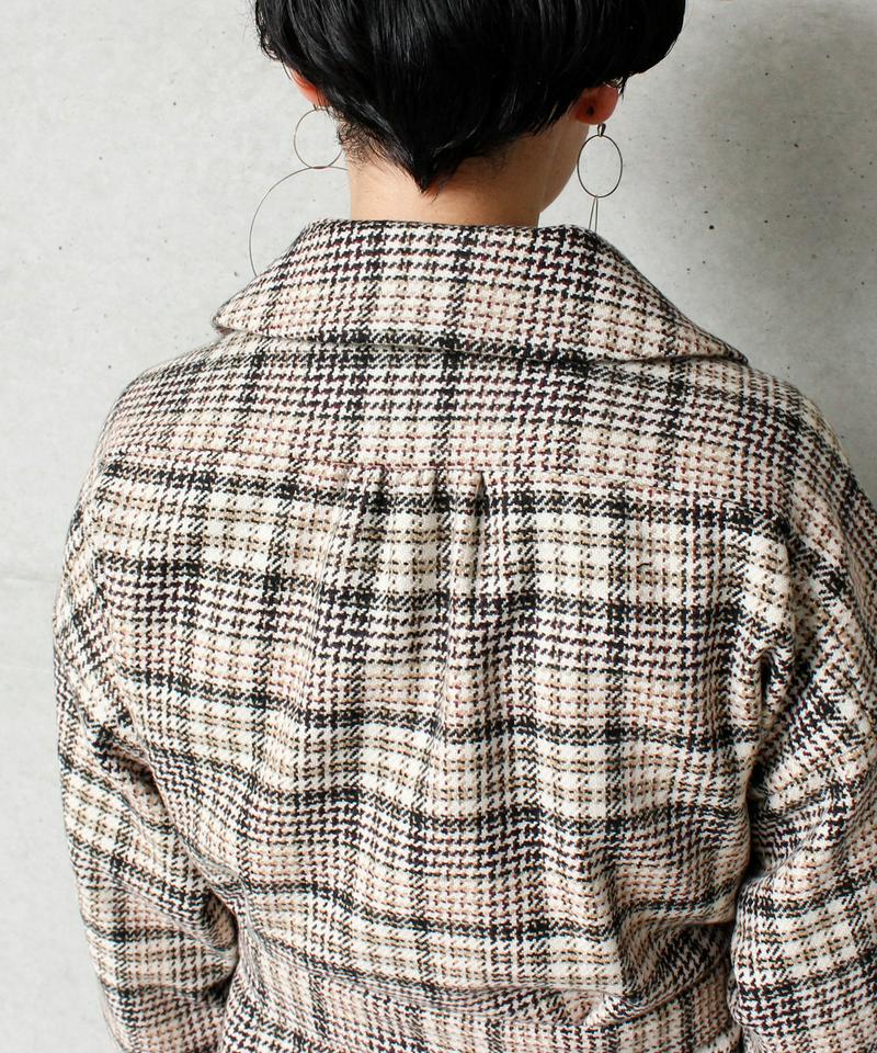 千鳥先染めチェックトレンチコート