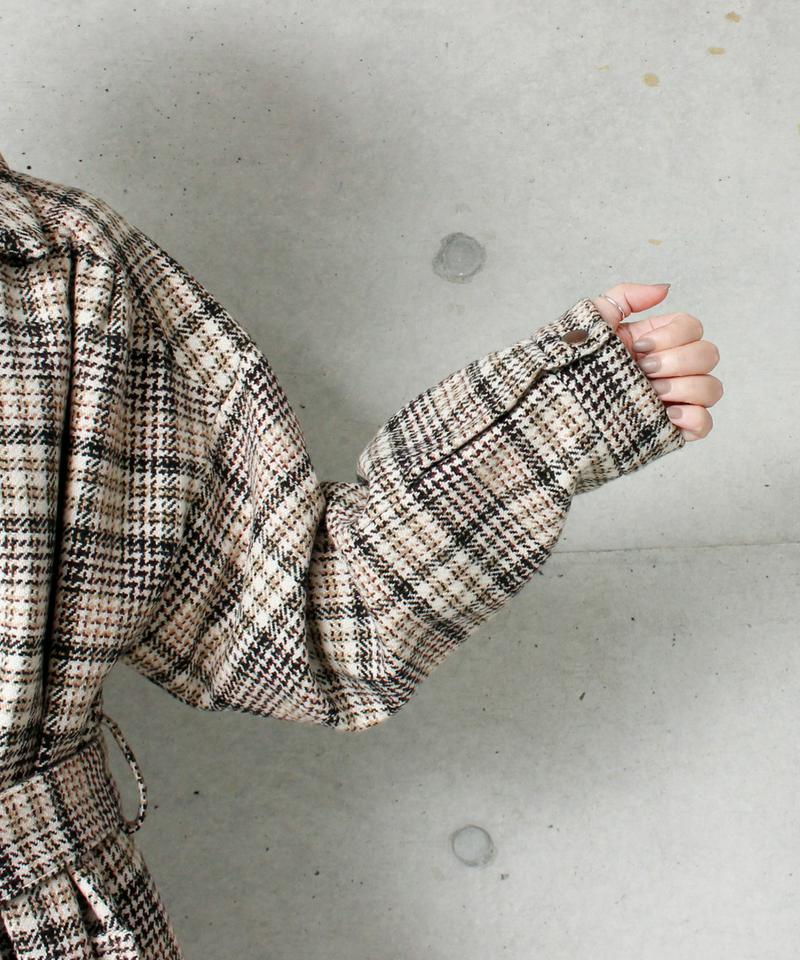 千鳥先染めチェックトレンチコート