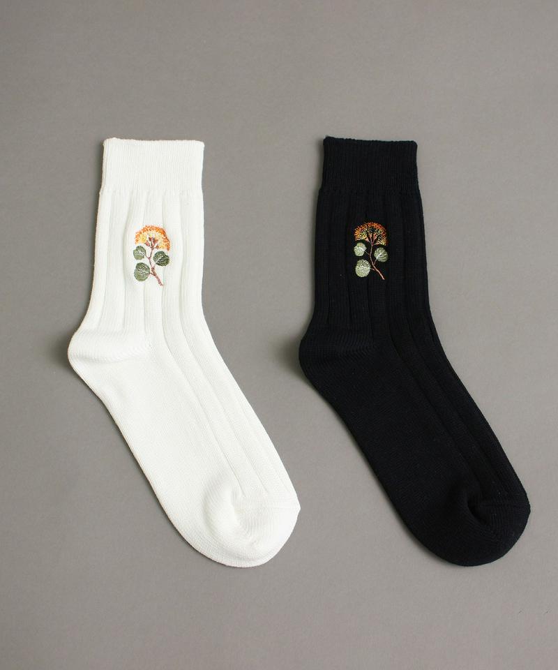 〇eiπe　eucalyptus刺繍　リブソックス（eiπe）
