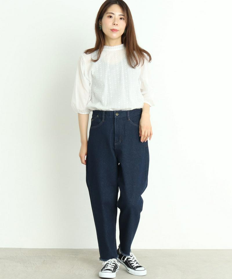 ○mat デニム　裾切りっぱなしパンツ