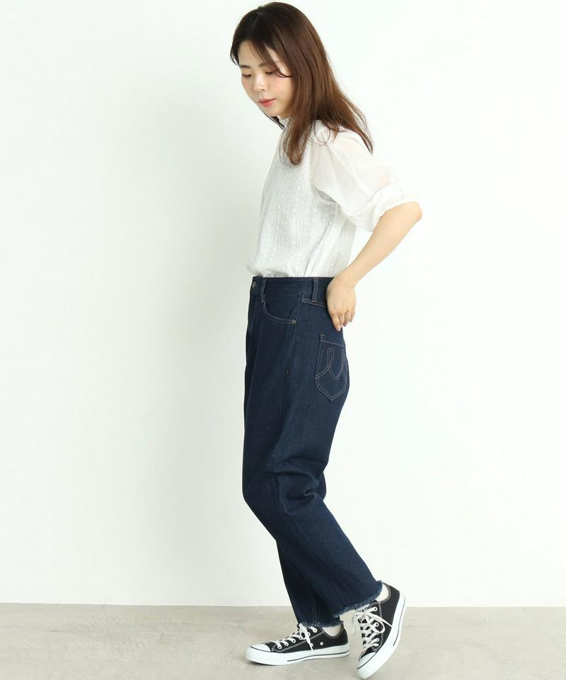 ○mat デニム　裾切りっぱなしパンツ