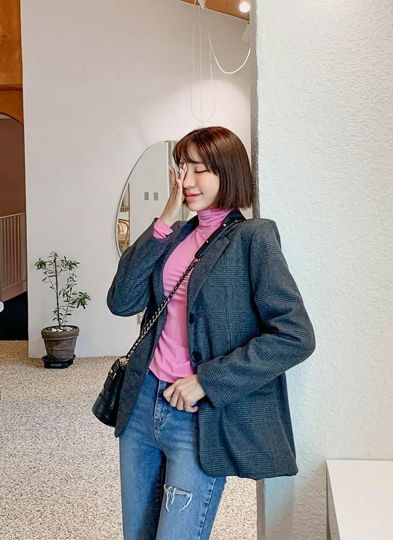 チェック柄スリーボタンジャケット