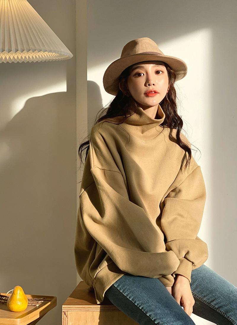 ≪人気商品再入荷≫裏起毛ハイネックスウェット・全3色 t54816 レディース【tops】 トップス ハイネック モックネック 裏起毛 スウェット パフスリーブ シンプルコーデ サイドスリット オーバーサイズ カジュアルコーデ カジュアルアイテム 秋 冬