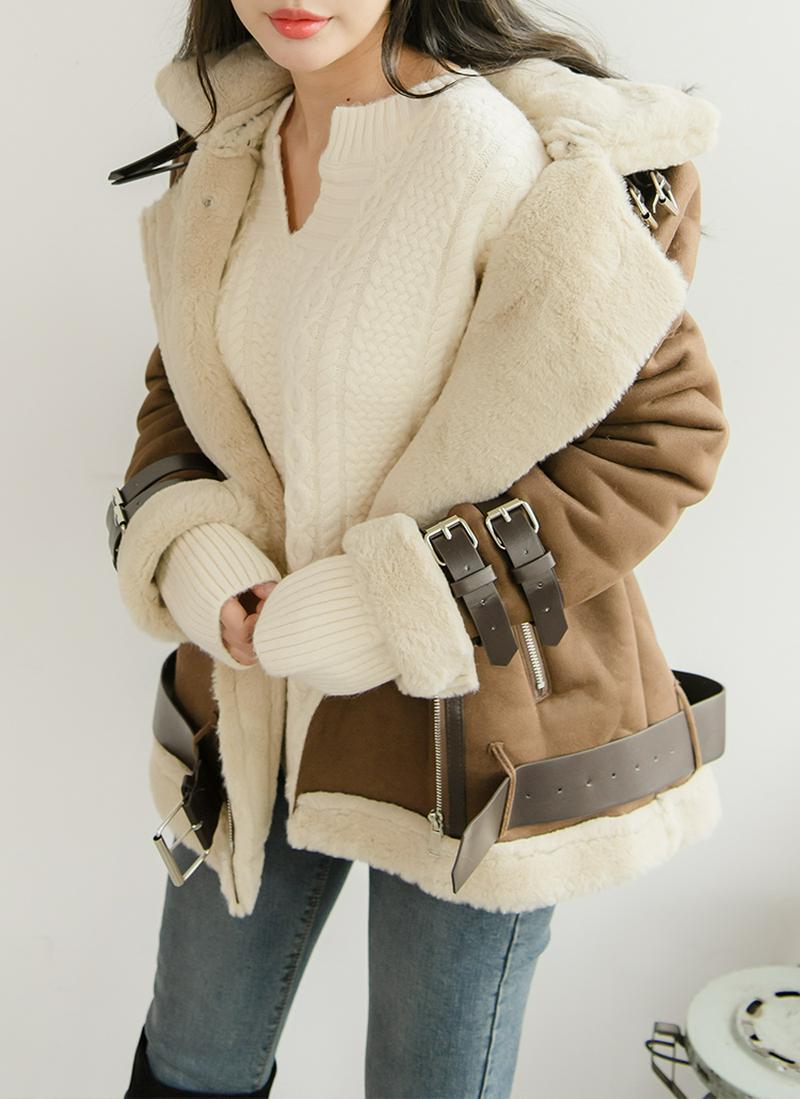 ベルトディテールエコムートンジャケット