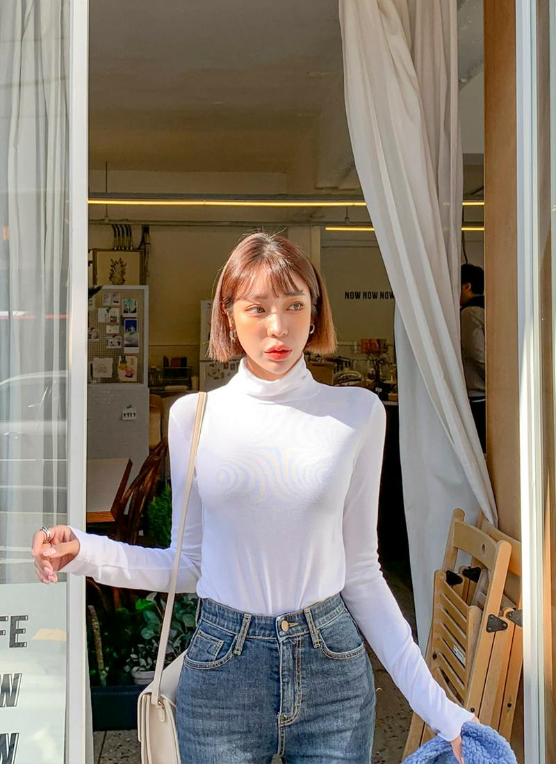 ハイネックスリムスパンTシャツ
