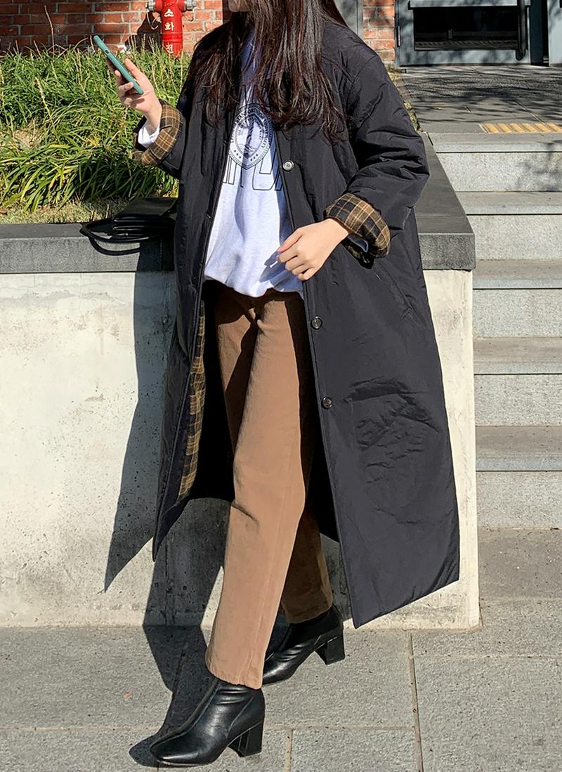 チェックライナーロングジャケット