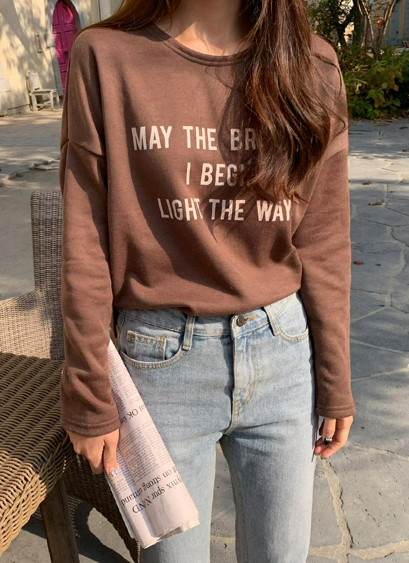裏起毛レタリング長袖Tシャツ