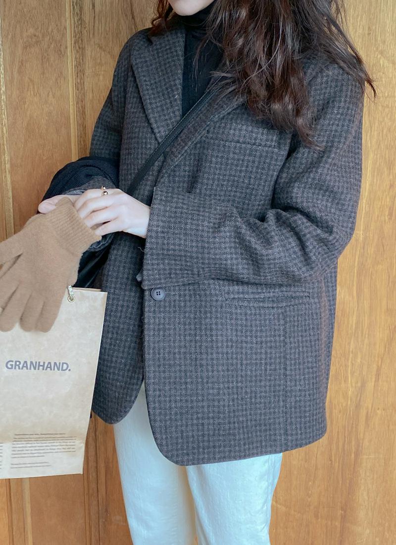 チェックウール混ジャケット