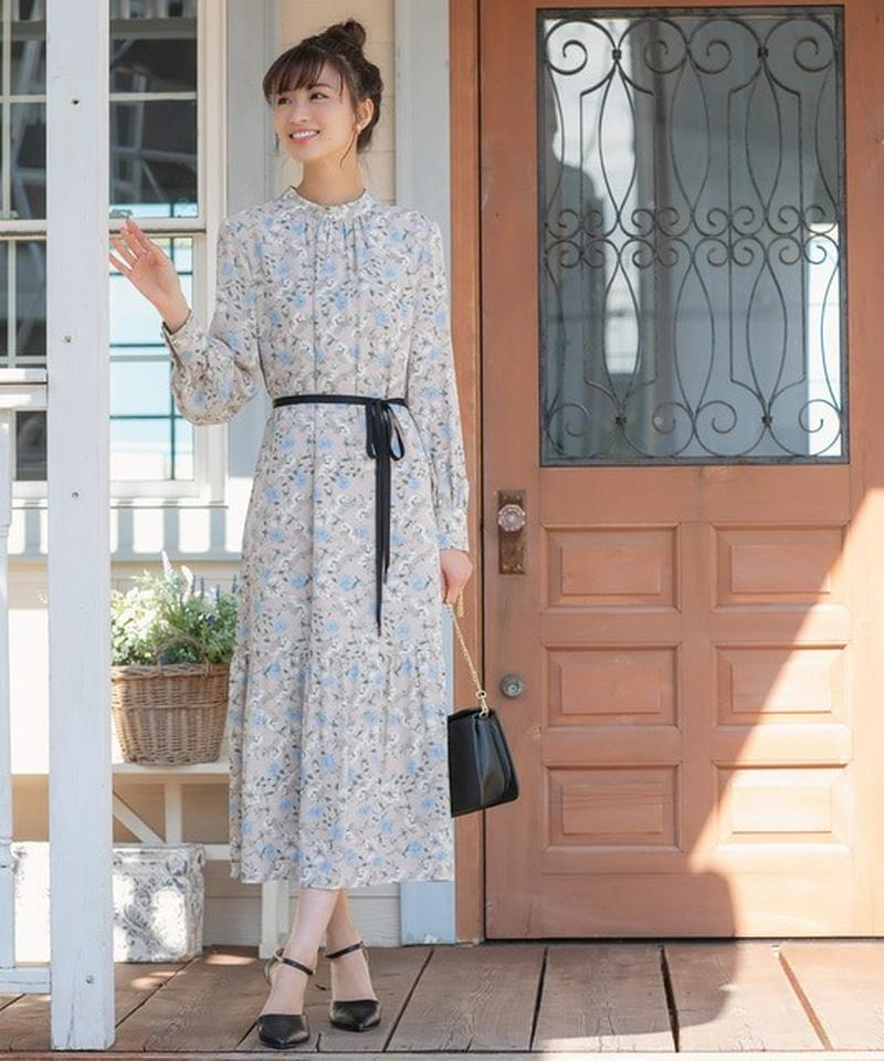 【岡崎紗絵さん着用】花柄プリントロングギャザー ワンピース