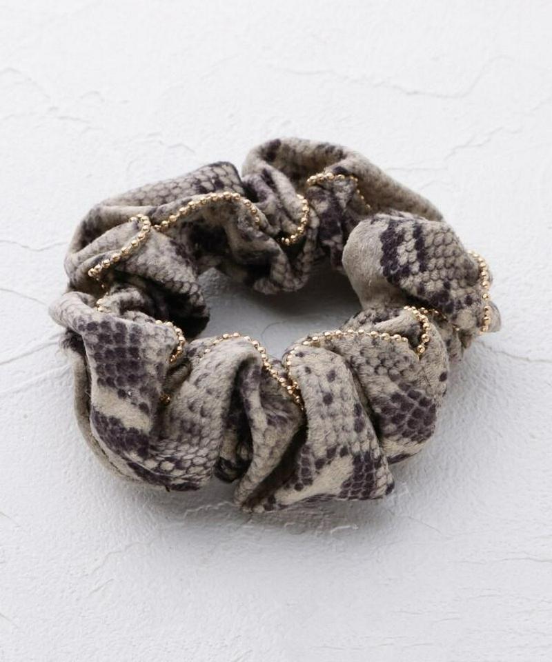 パイソン柄フチ装飾ミニシュシュ