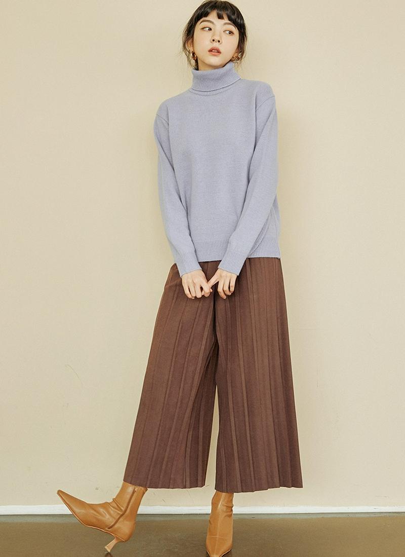 両起毛ワイドプリーツパンツ