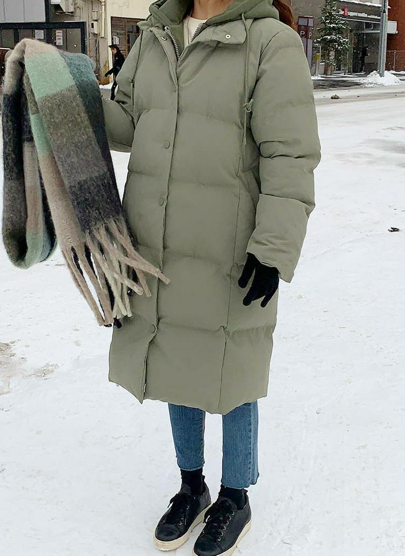 切替フード中綿ロングジャケット