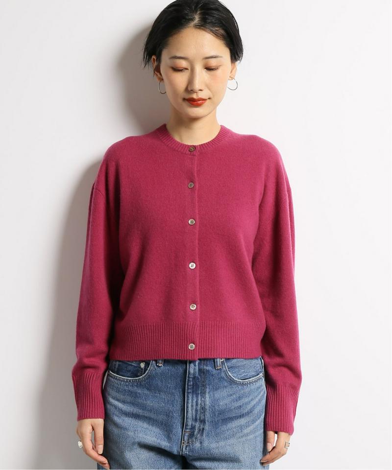 カシミヤ100％クルーネックカーディガン