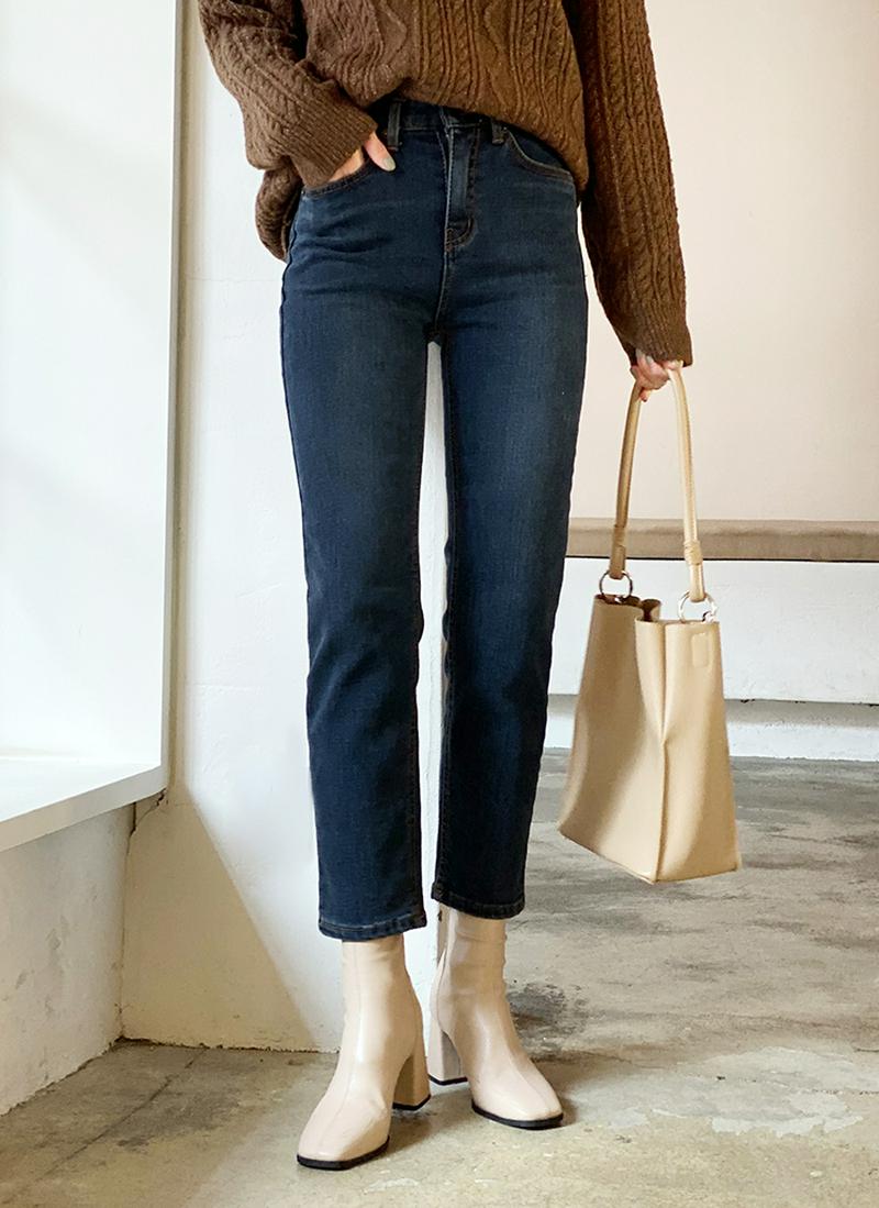 裏起毛ストレートデニムパンツ・全2色