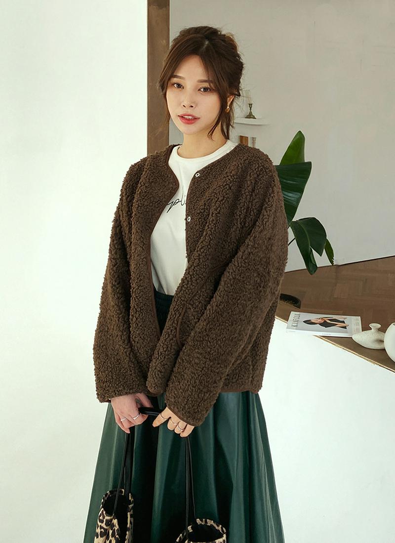 マフラー付ボアジャケット・全2色