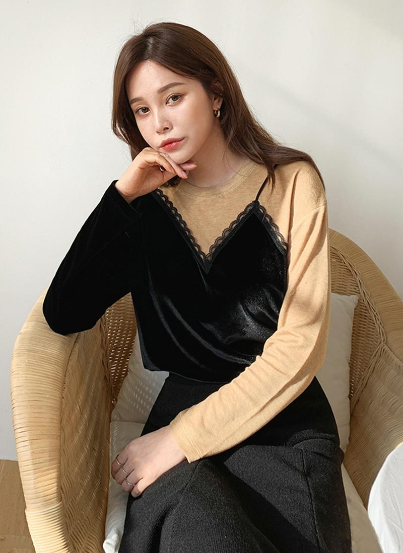 ベロアコントラストTシャツ・全3色