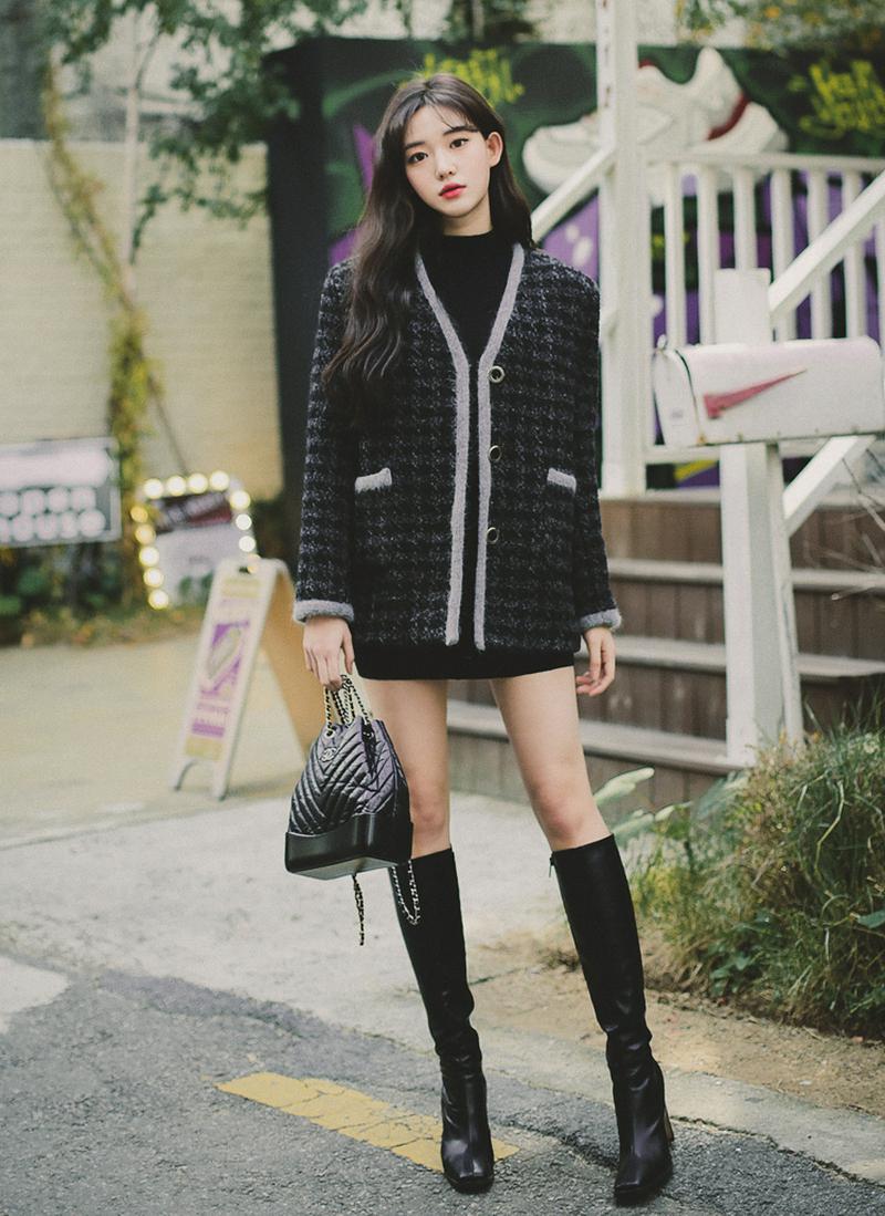 ハウンドトゥースVネックジャケット