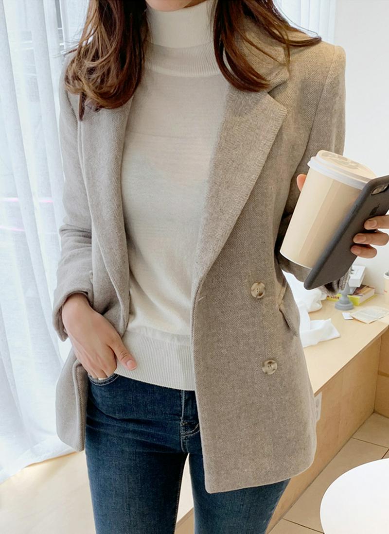 ヘリンボーンダブルボタンジャケット