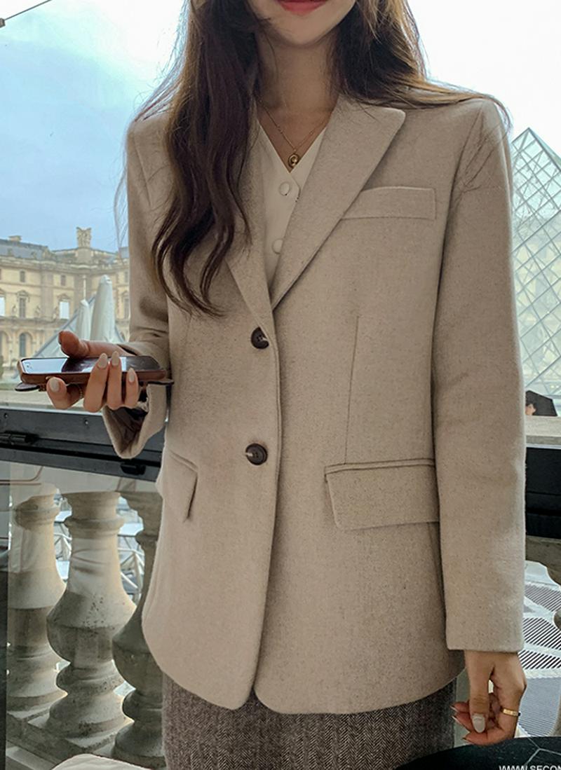 テーラードカラーウール混ジャケット