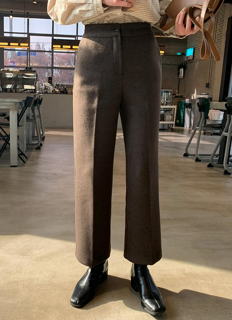 ウール混フロントボタンスラックスパンツ