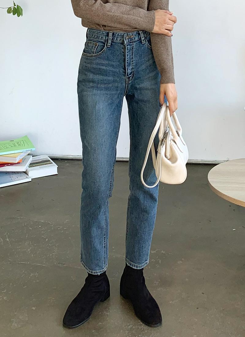 裏起毛スリムデニムパンツ・全1色