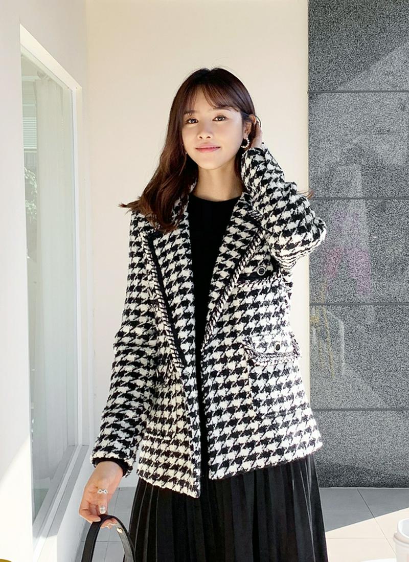 ハウンドトゥースツイードジャケット