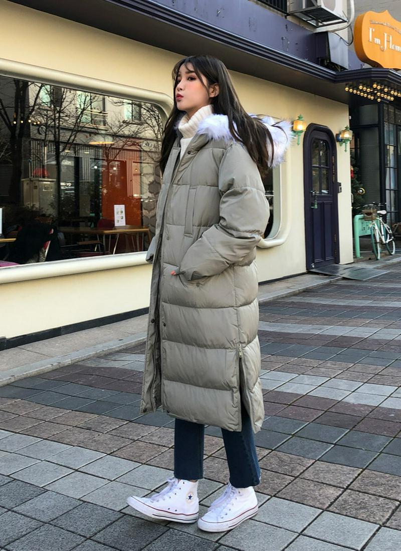 サイドジップ中綿ファーフードジャケット