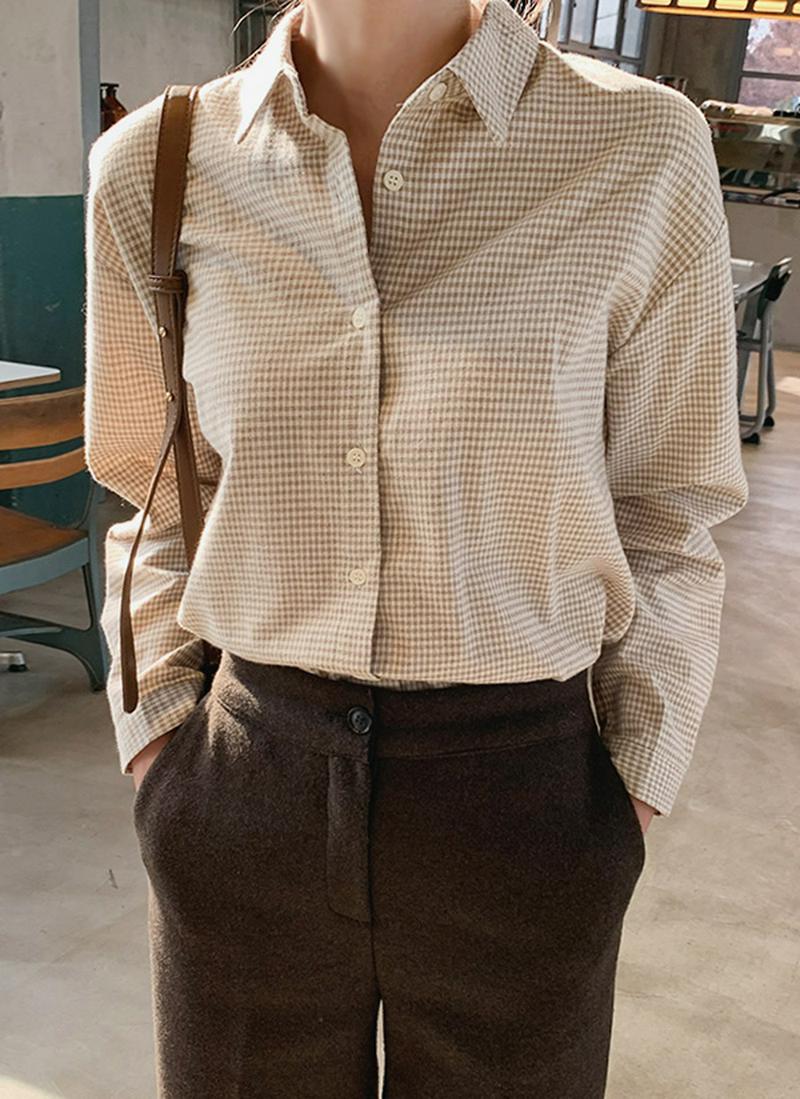 ノーポケットチェック柄シャツ
