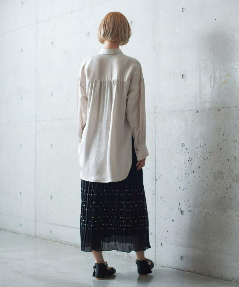 ●○アセテートヴィンテージサテンシャツカラーブラウス（cardo fabrica）