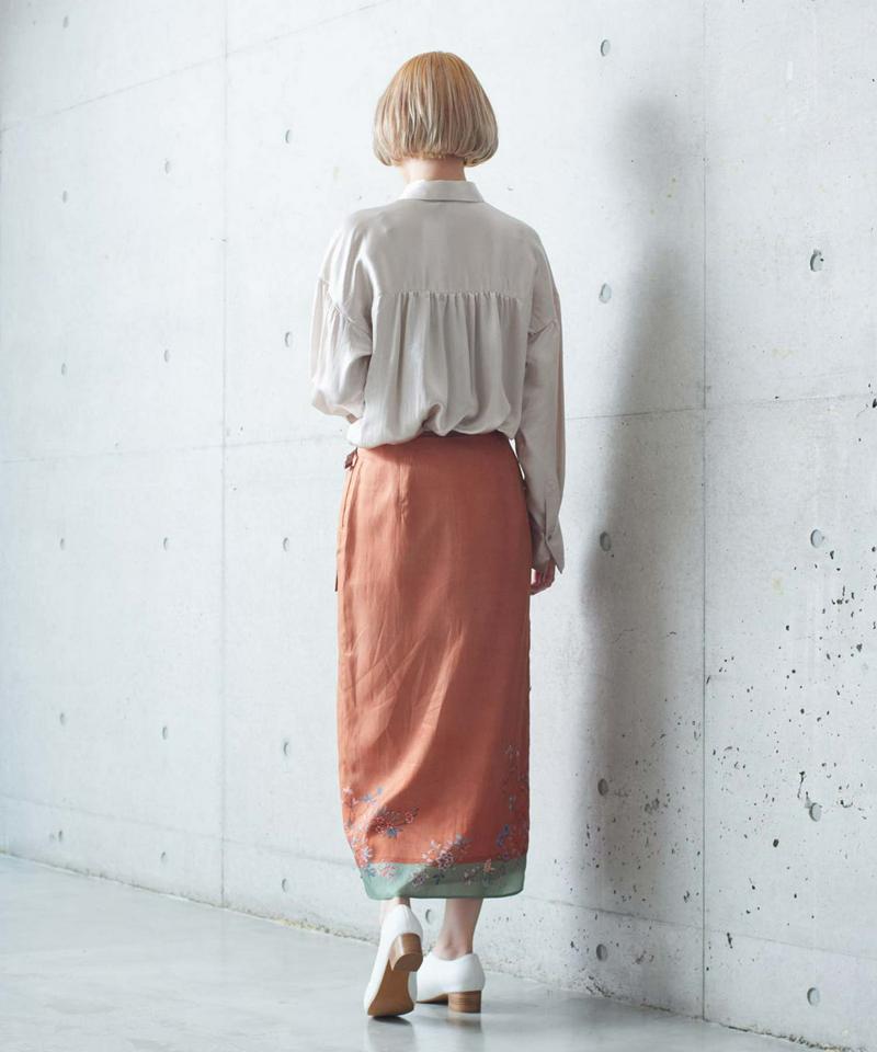 ●○アセテートヴィンテージサテンシャツカラーブラウス（cardo fabrica）