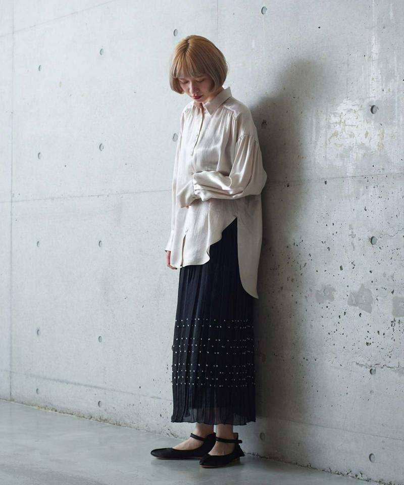●○アセテートヴィンテージサテンシャツカラーブラウス（cardo fabrica）