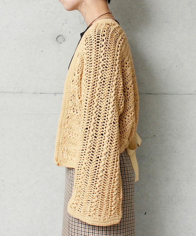 ●○カギ編みヘアピンレースショートカーディガン（cardo fabrica）