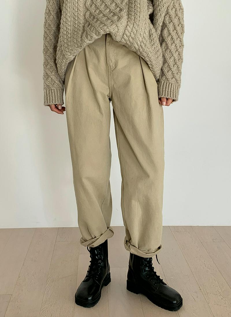 裏起毛ウエストピンタックパンツ