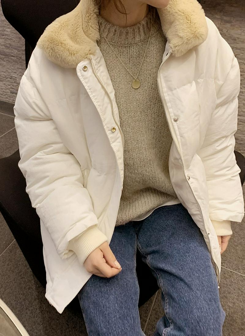 フェイクファーカラー中綿ジャケット