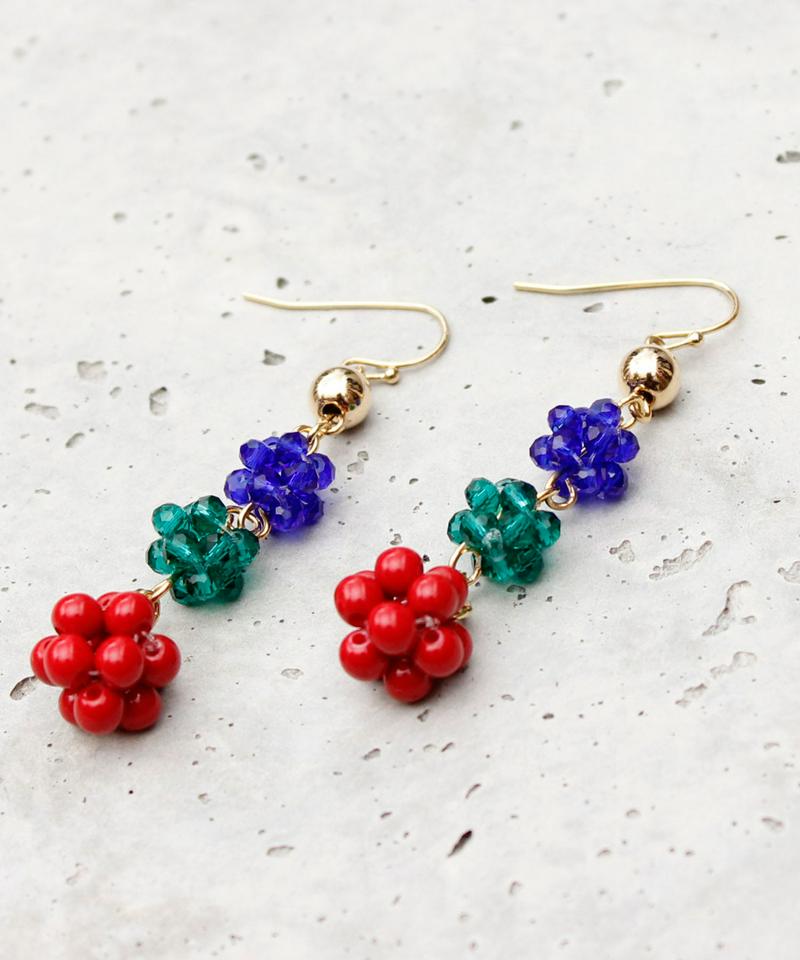 ○カラフルビーズちょうちんピアス