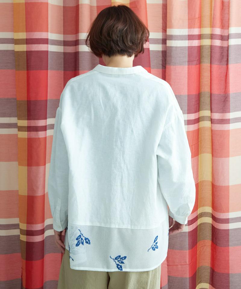 ○メッシュクロスステッチ　スキッパーシャツ（Lene non finito）