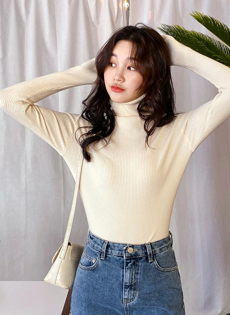 【只今10%OFF】フィンガーホールスリムニット・全4色 e54875 レディース【tops】【韓国 ファッション ニット ニットコーデ ニットアイテム トップス リブニット ハイネック タートルネック フィンガーホール ニット スリムシルエット タイトシルエット 秋 冬】