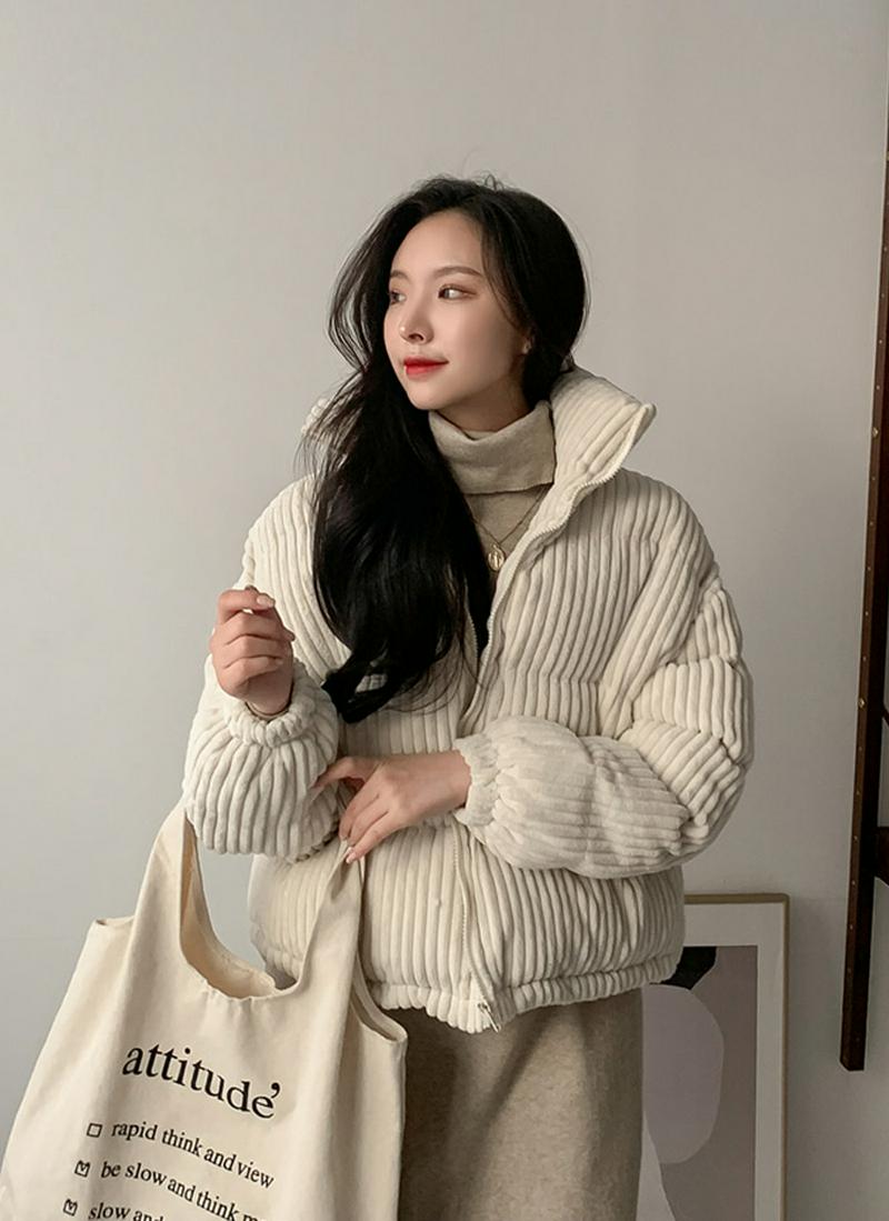 コーデュロイハイネック中綿ジャケット