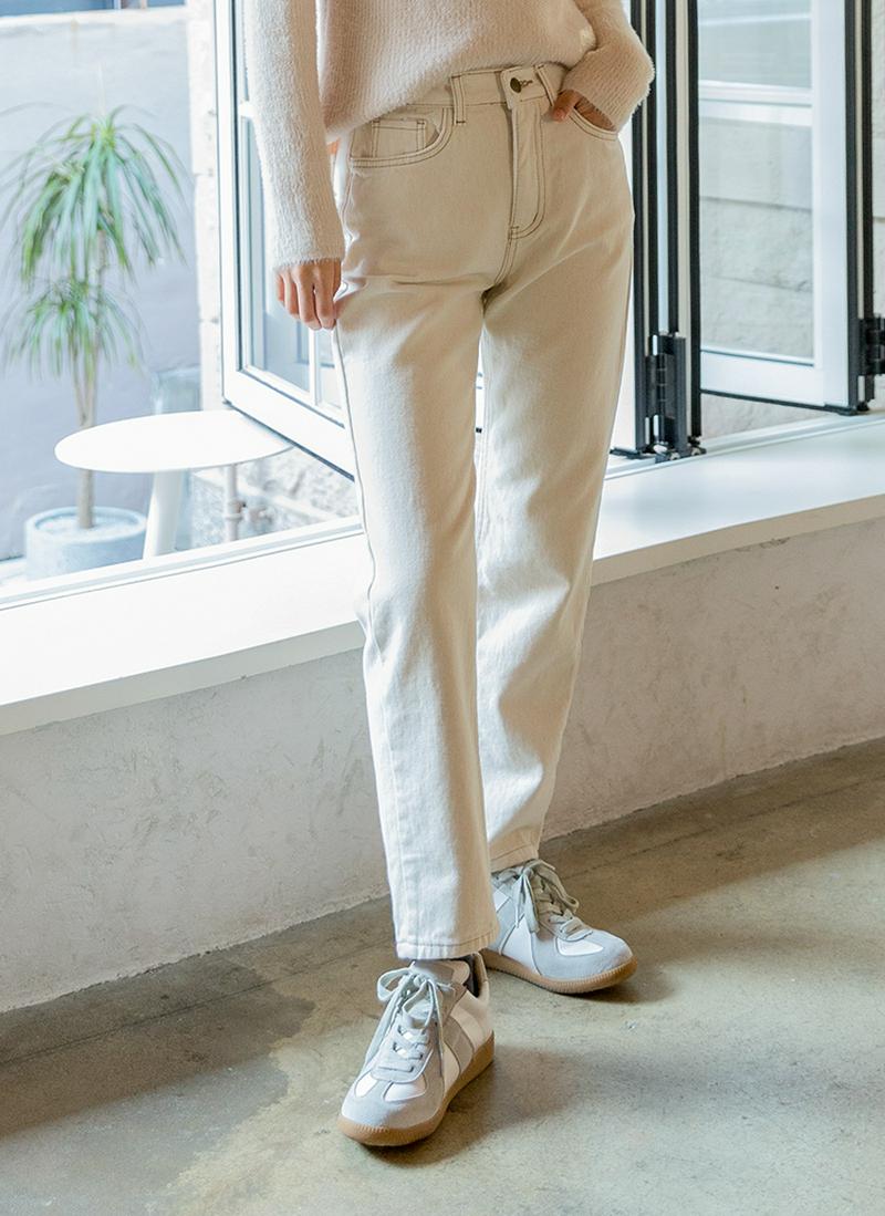 裏起毛ステッチストレートパンツ