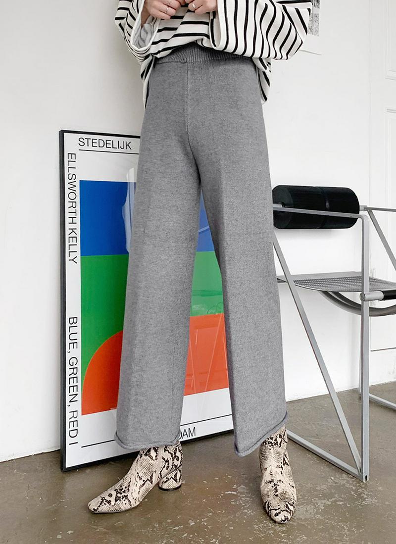 ロールヘムニットパンツ・全3色