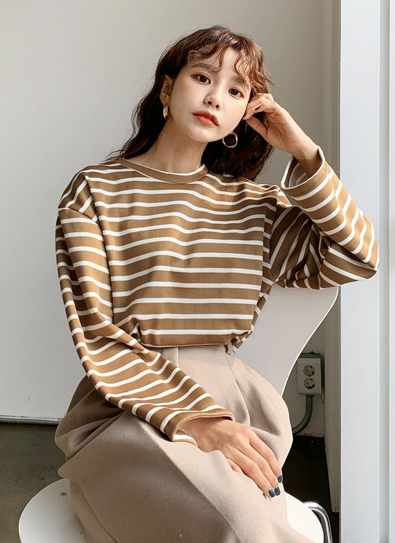 裏起毛ボーダーTシャツ・全5色