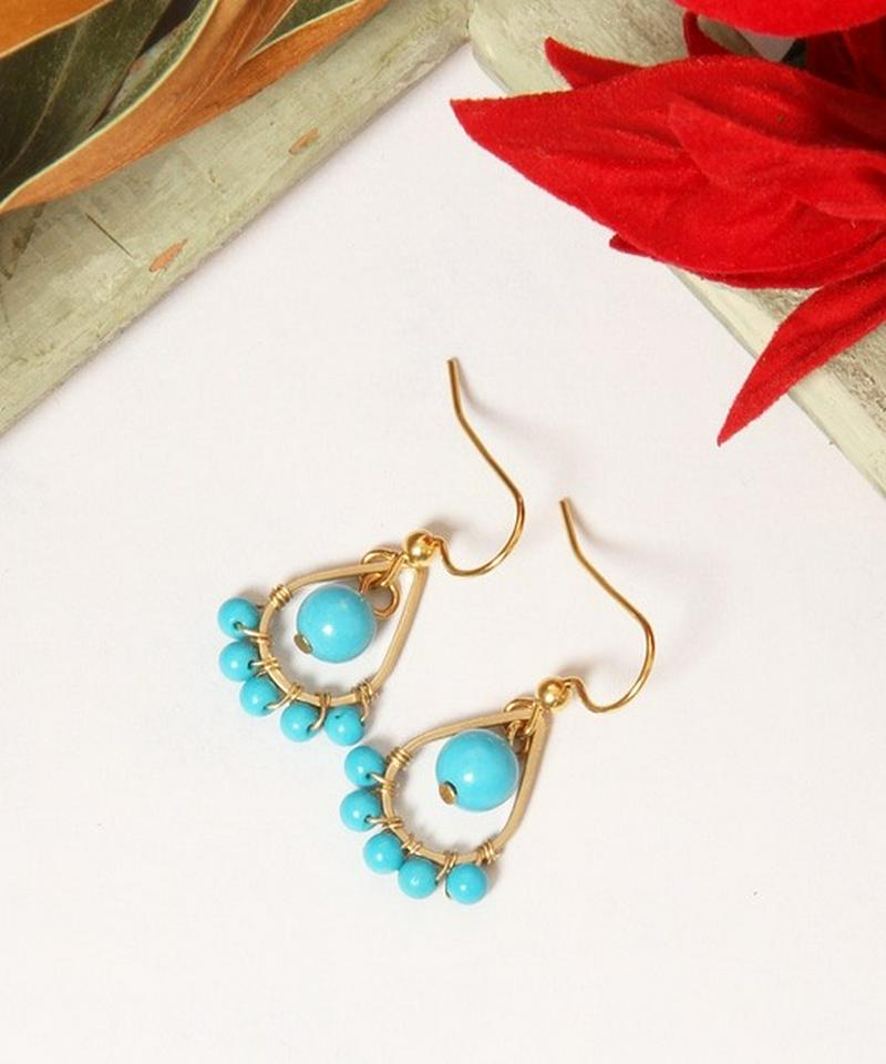 【12月誕生石】K14GFターコイズ巻付ドロップピアス