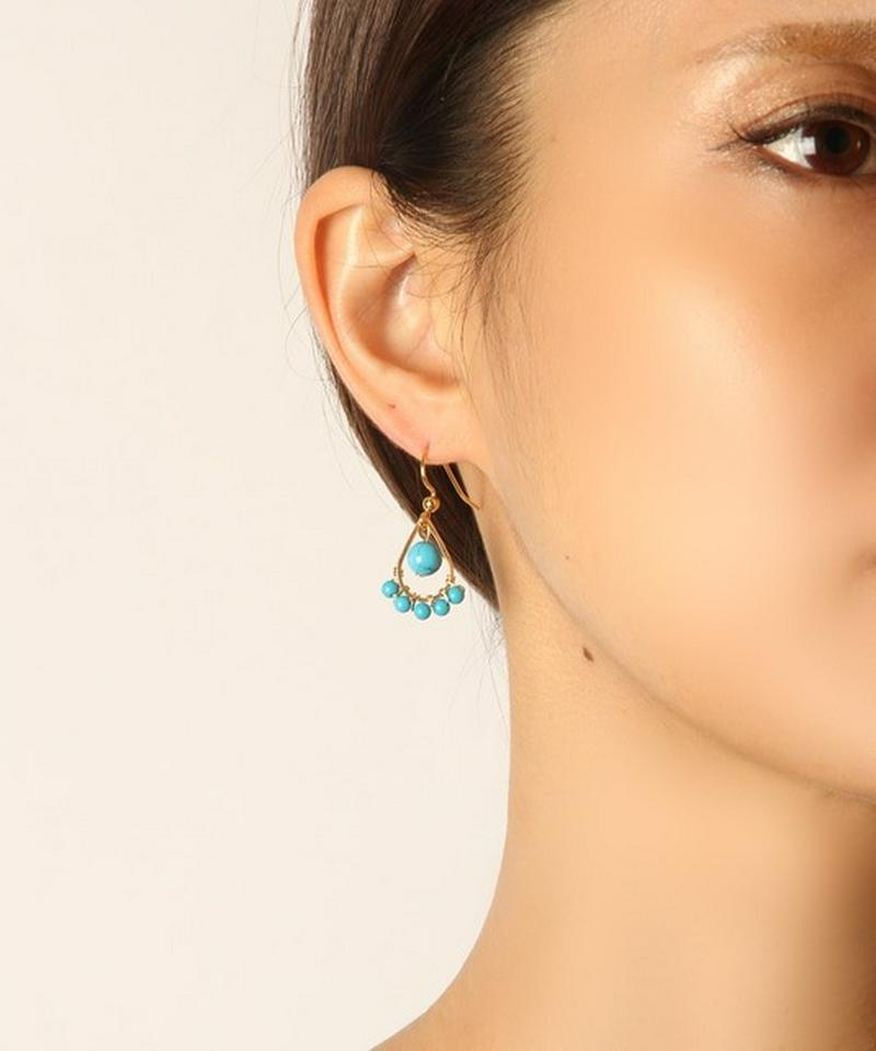 【12月誕生石】K14GFターコイズ巻付ドロップピアス