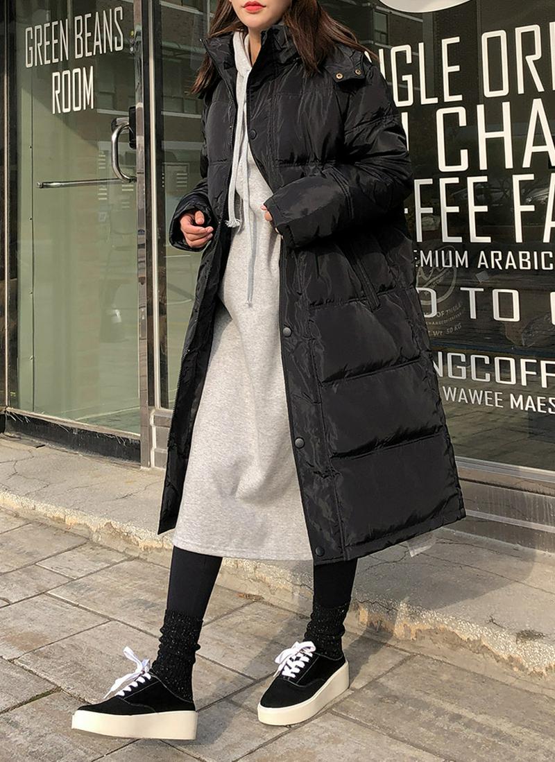 フード付ロングダウンジャケット