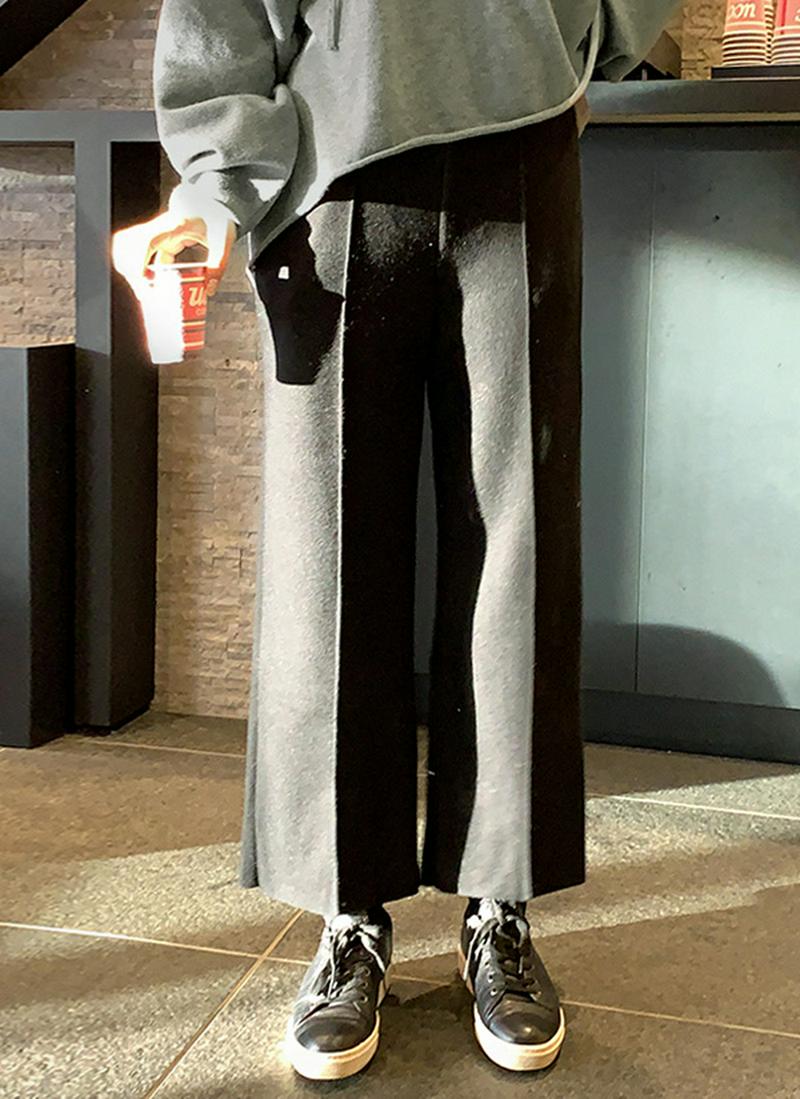 ウールブレンドワイドパンツ